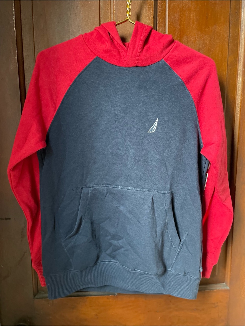 Nautica boys size large 14/16 red / blue hoodie